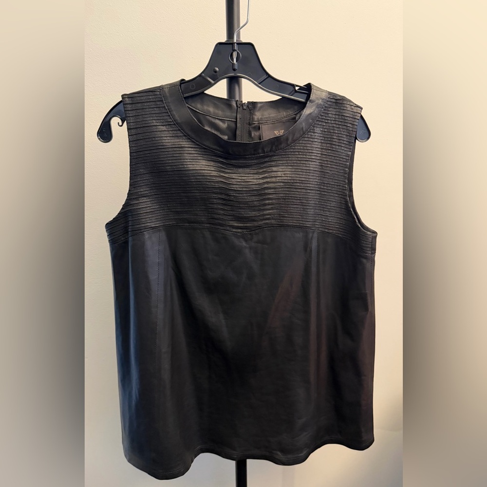 Elegant Black Sleeveless Leather Top